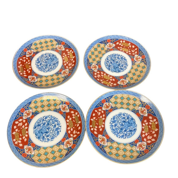 Smithsonian Institution Imari Blue Floral Japan Porcelain Salad Plates Set of 4 - Picture 1 of 3